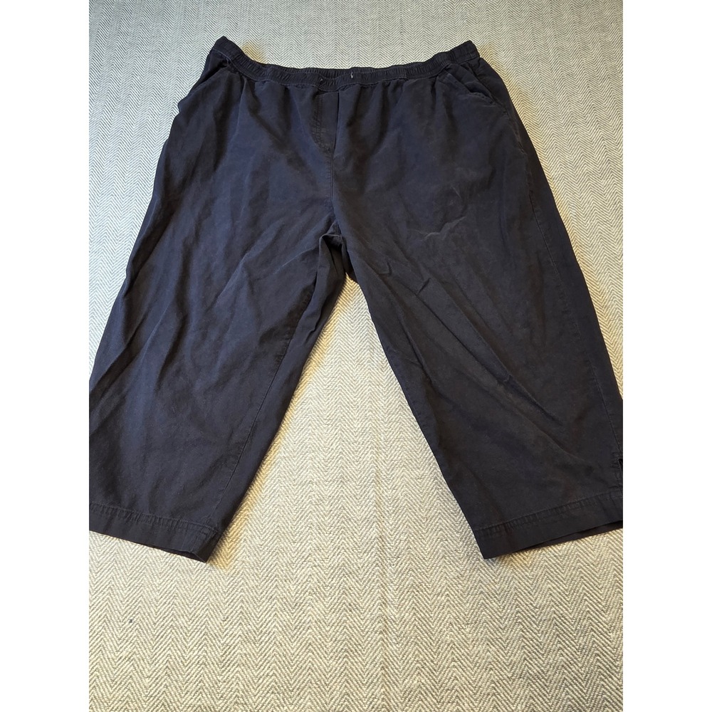 Croft & Barrow Capri Pants Womens 1X Plus Black Cotton Studded Elastic Waisted